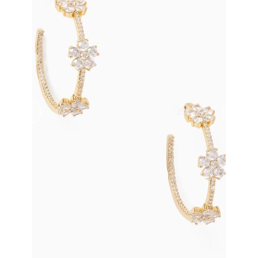 Kate Spade Gold CZ Three-Flower Earrings NWT Dust Bag Included - Picture 2 of 6